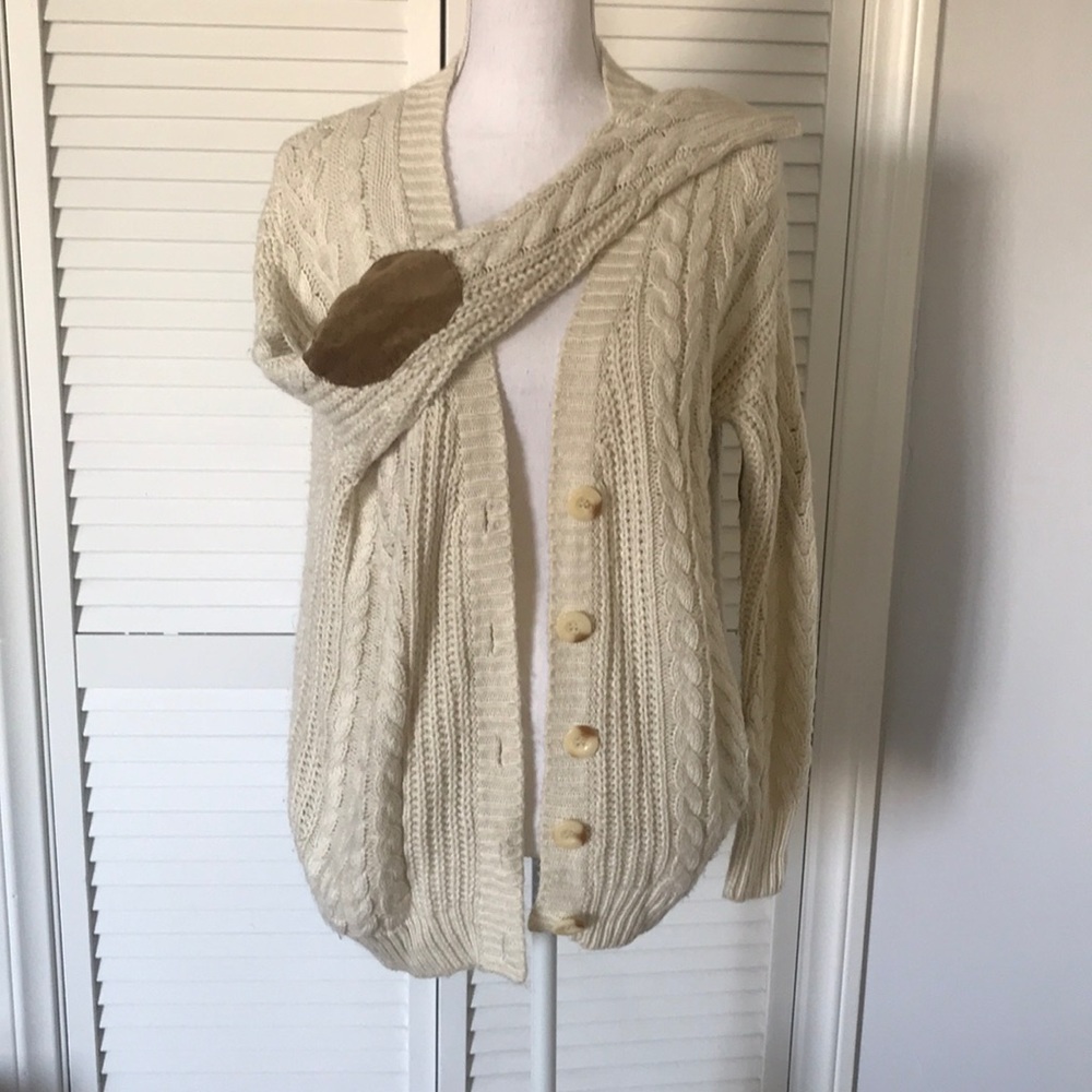 Urban outfitter cream with elbow patches